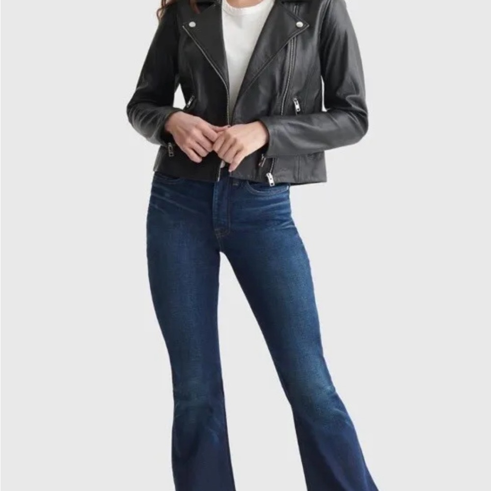 Lucky Brand Stevie High Rise Flared Dark Wash Jeans size 8/27 2 way stretch